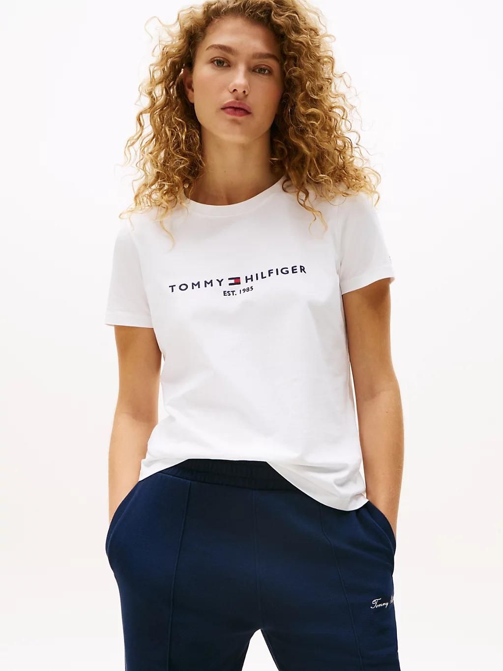 t-shirt en pur coton à logo heritage hilfiger c-nk reg tee/white - 2XL