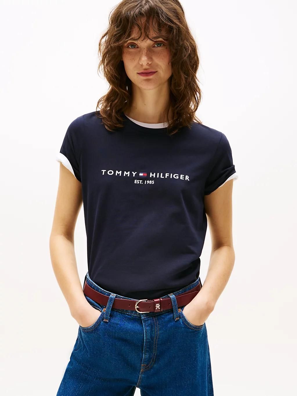 t-shirt en pur coton à logo heritage hilfiger c-nk reg tee/navy blue - 2XL