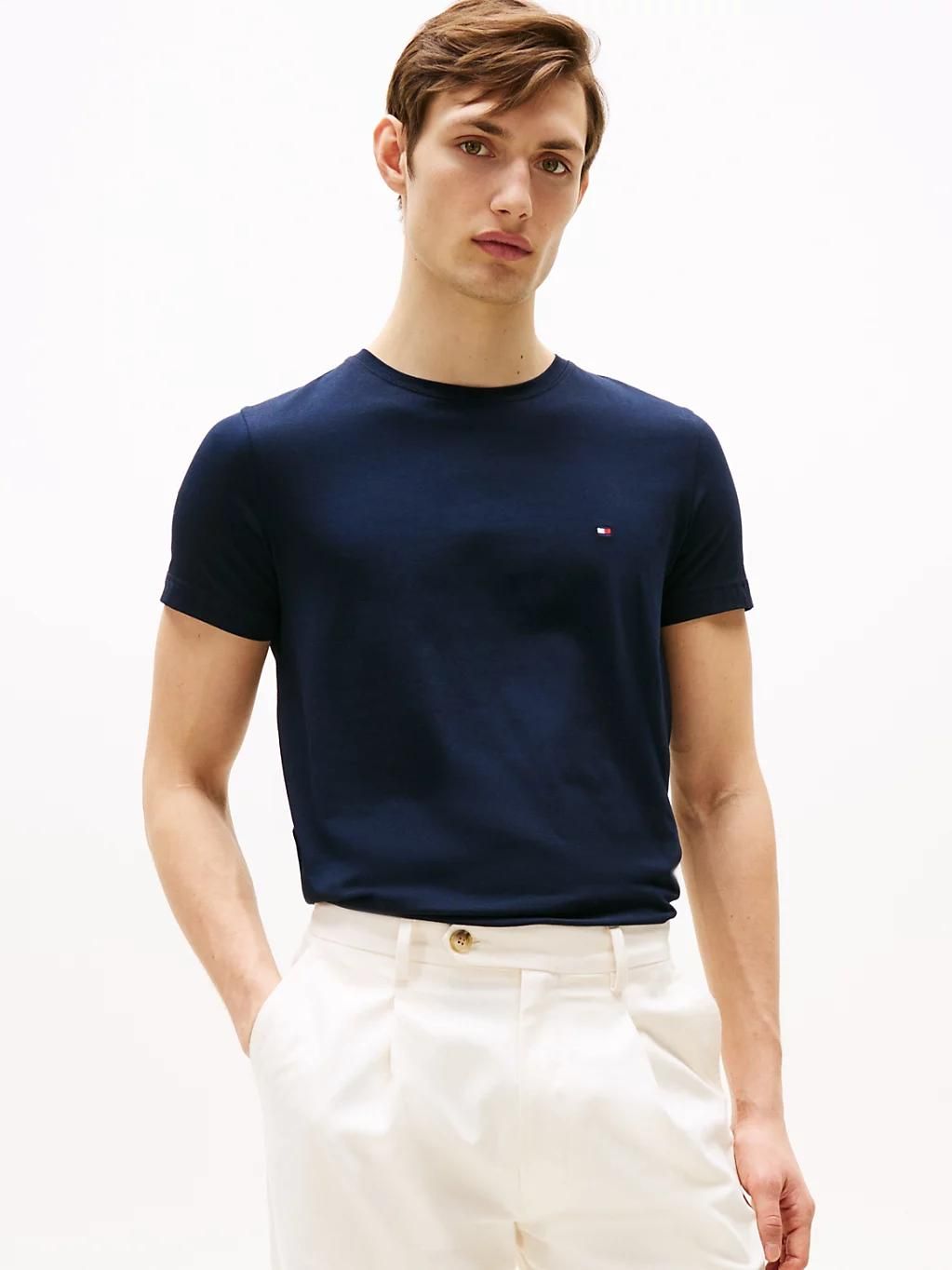 t-shirt slim th flex core stretch slim c-neck tee/navy blue - L