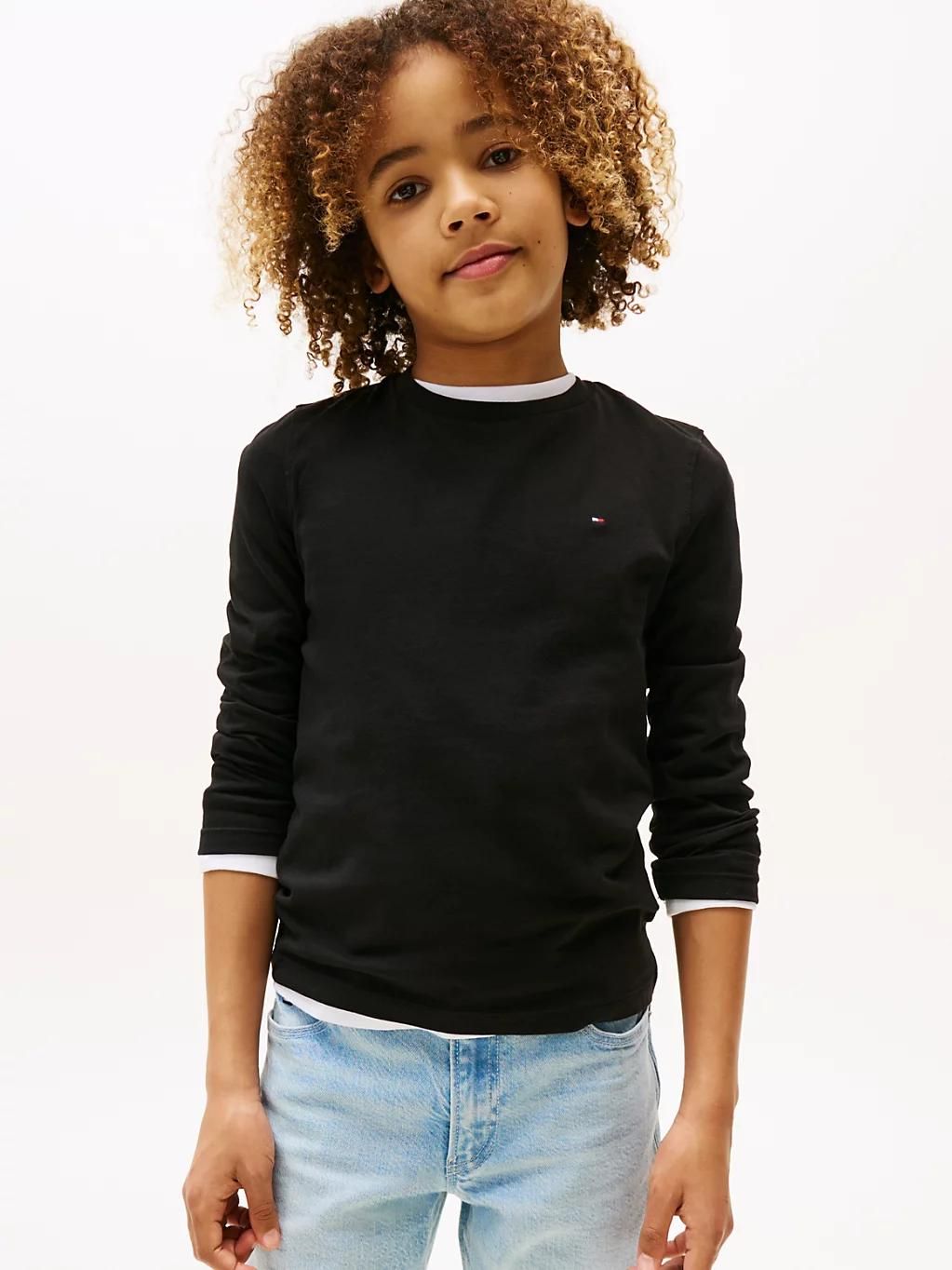 t-shirt à manches longues en coton boys basic cn knit l/s/meteorite - 164 cm - 164 cm