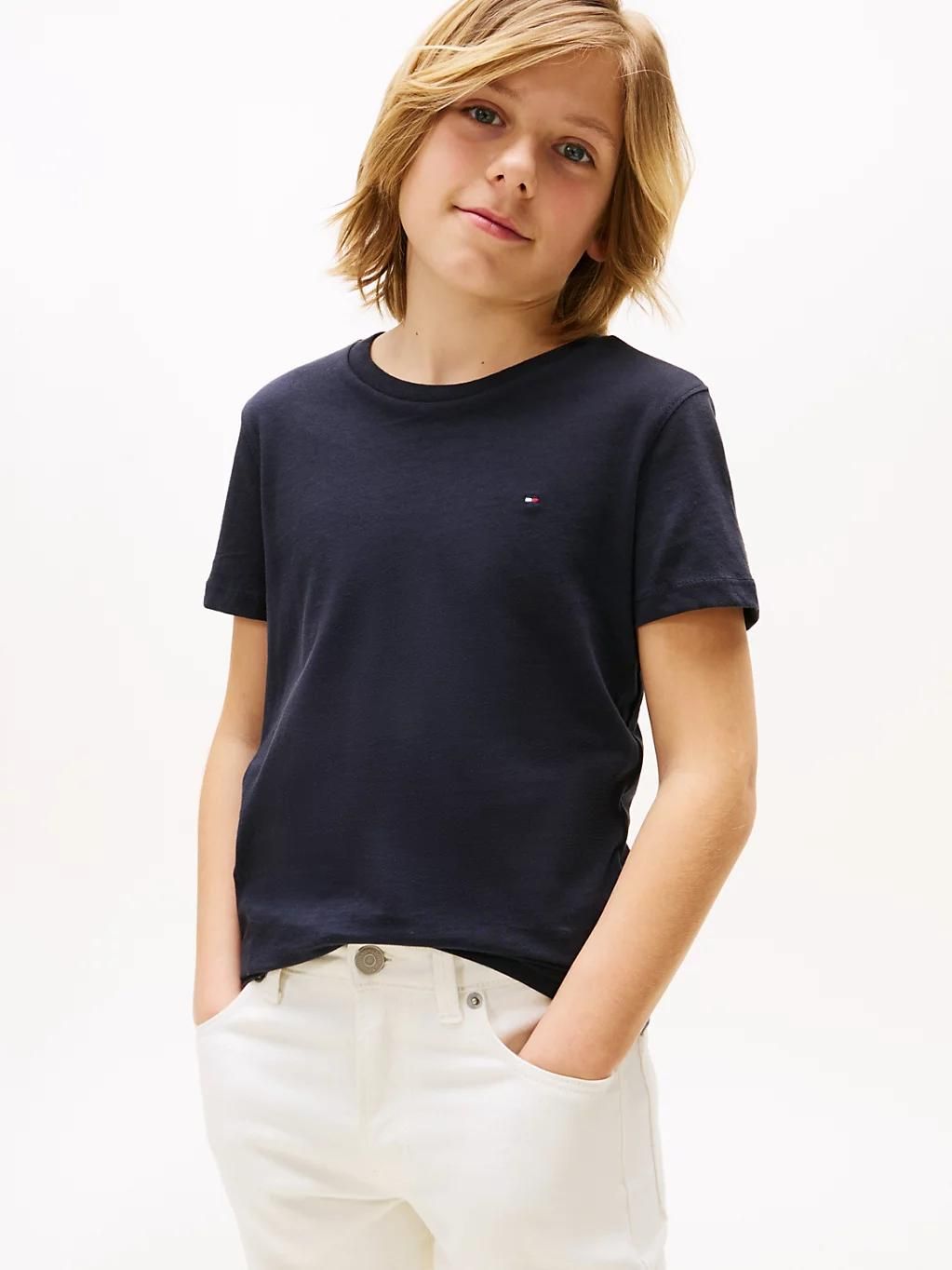 t-shirt en coton essential boys basic cn knit s/s/sky captain - 164 cm - 164 cm