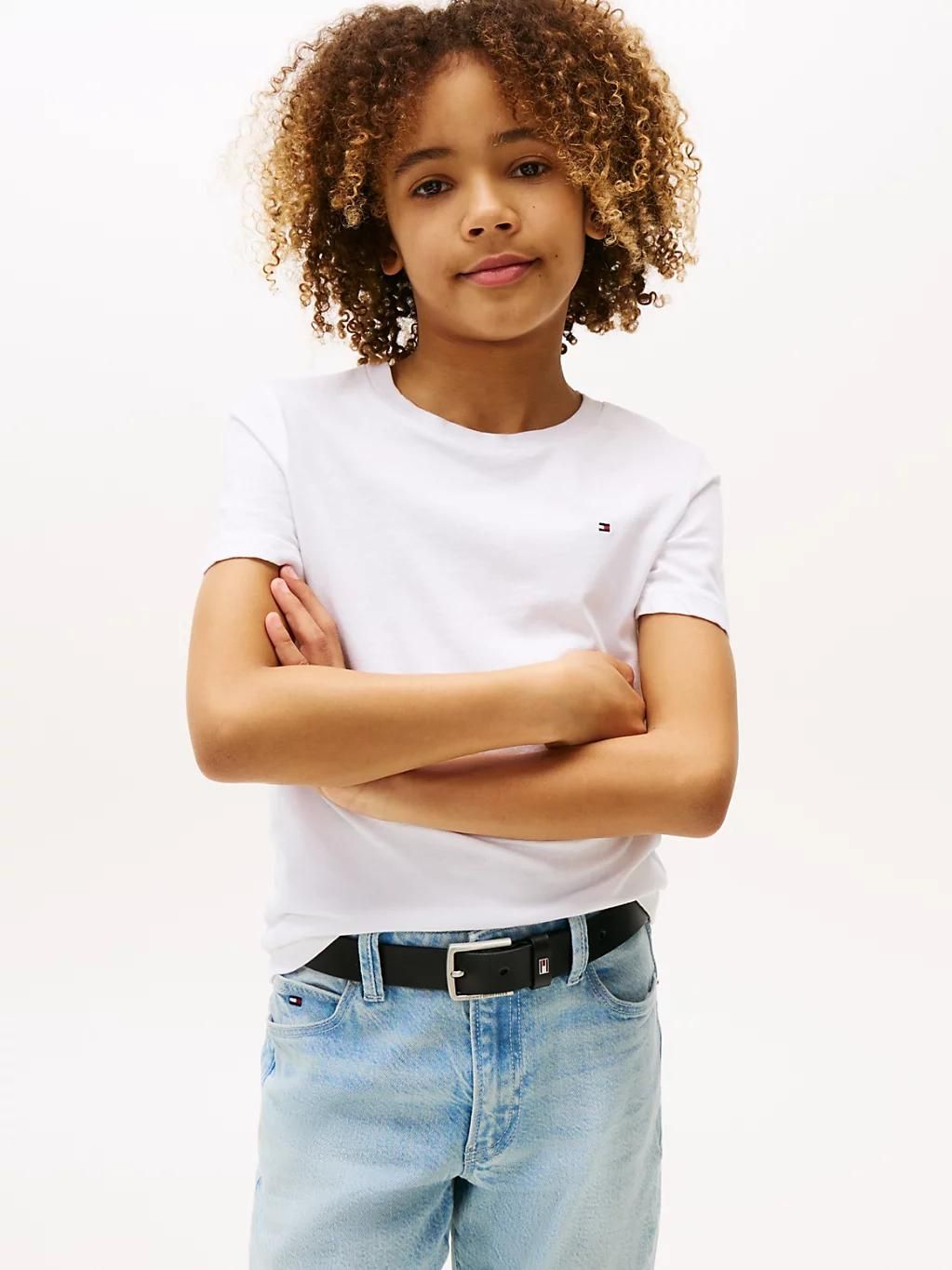 t-shirt en coton essential boys basic cn knit s/s/bright white - 176 cm - 176 cm