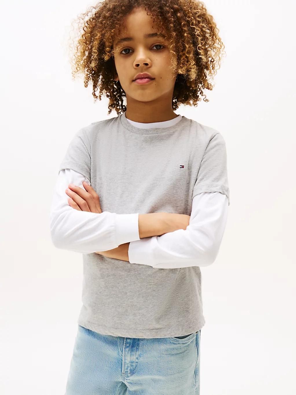 t-shirt en coton essential boys basic cn knit s/s/grey heather - 128 cm - 128 cm