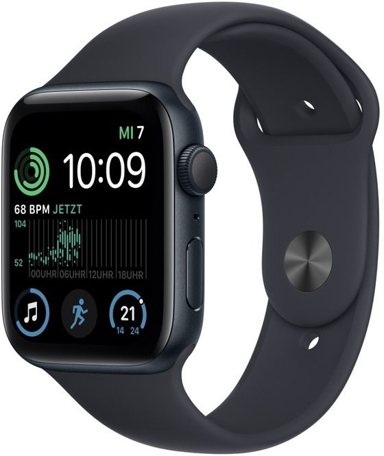 Apple Watch SE (GPS) - 2e génération - 44 mm - aluminium minuit - Montre connectée avec bracelet sport - fluoroélastomère - minuit - taille du bracelet : Normal - 32 Go - Wi-Fi, Bluetooth - 32.9...