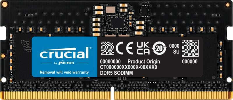 Crucial 8GB 1x8GB DDR5 5600 CL 46 SO DIMM RAM Notebook Speicher module de mémoire 8 Go 1 x 8 Go 5600 MHz ECC Neuf - vue 3
