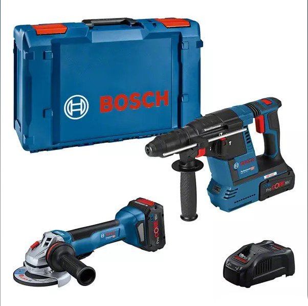 KIT 2 Outils BOSCHGWS 18V-10 P Meuleuse + GBH 18V-26 Marteau perforateur 5.5Ah ProCore - 0615990N33