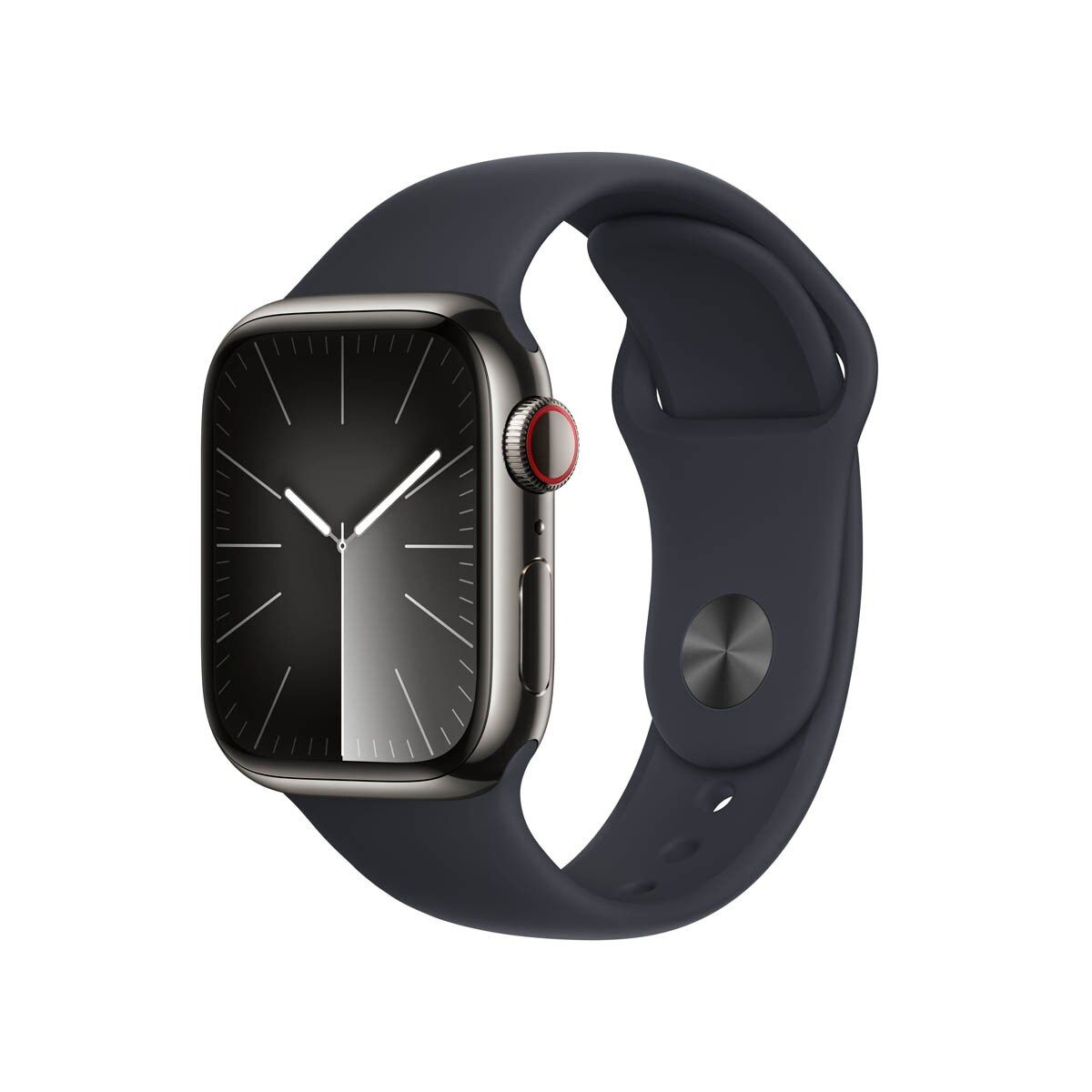 Apple Watch Series 9 GPS + Cellular - Boîtier Acier Inoxydable 41 mm Graphite - Bracelet Sport