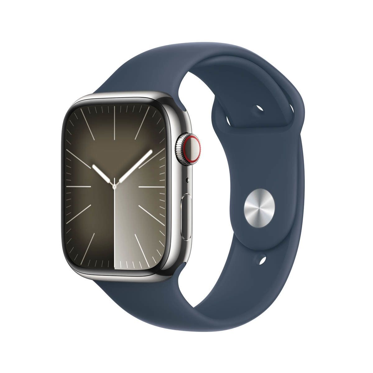 Apple Watch Series 9 GPS + Cellular - Boîtier Acier Inoxydable 45 mm Argent - Bracelet Sport