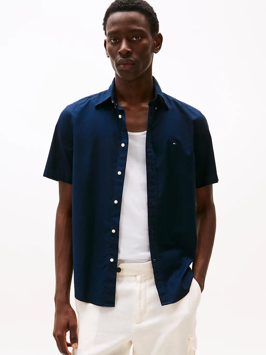 Tommy Hilfiger Chemise Homme Flex Poplin Solid Manches Courtes Sweet