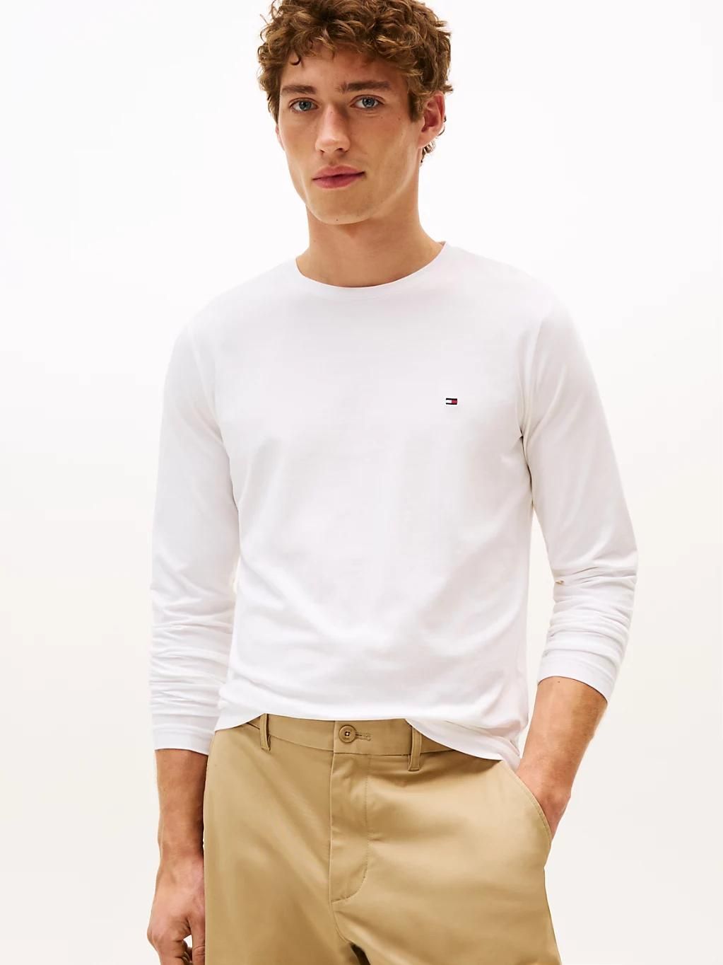 t-shirt ajusté à manches longues stretch slim fit long sleeve tee/white - xxxl - 3XL