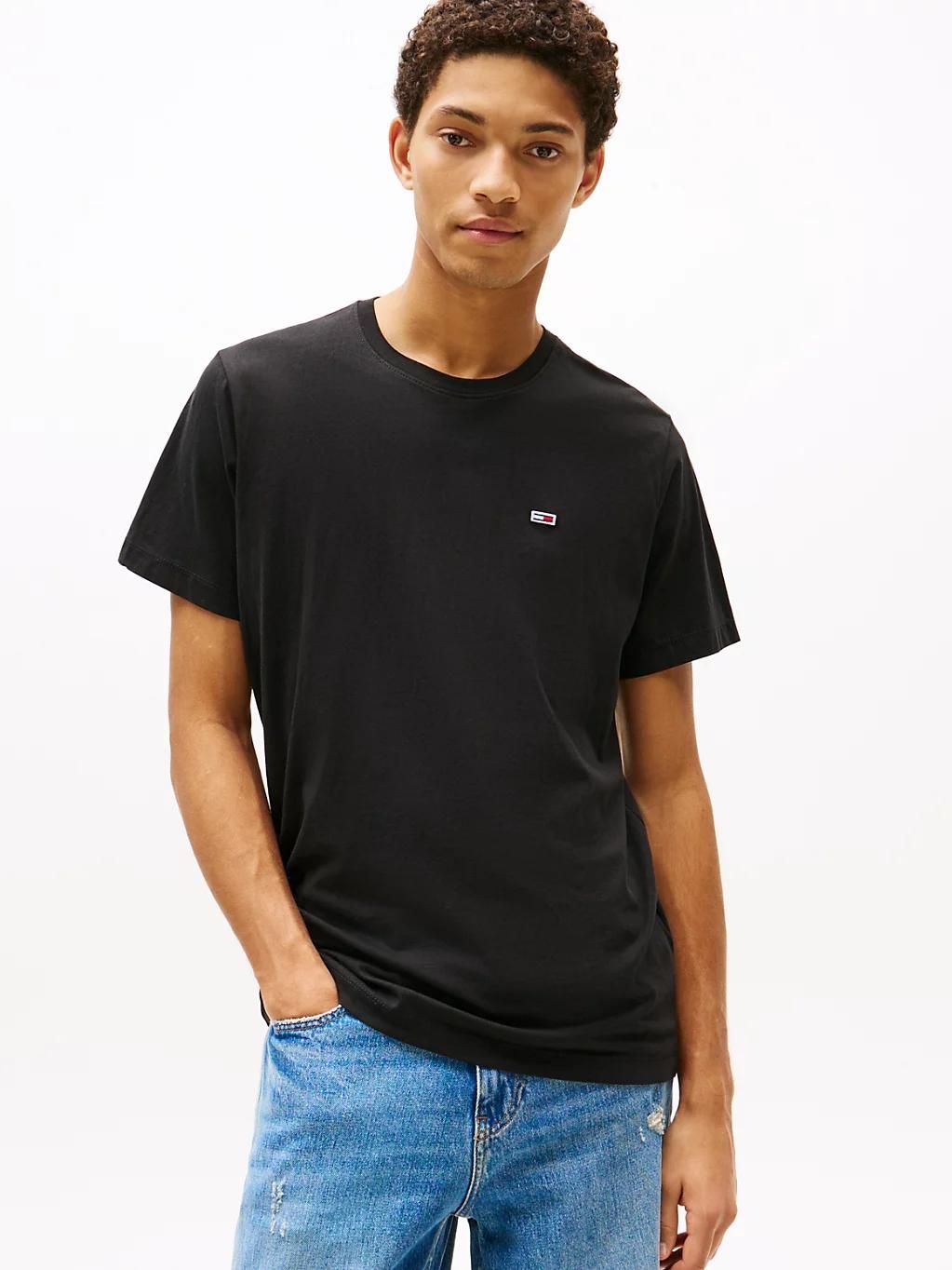 t-shirt coupe standard classics en coton tjm classic jersey c neck/black - S