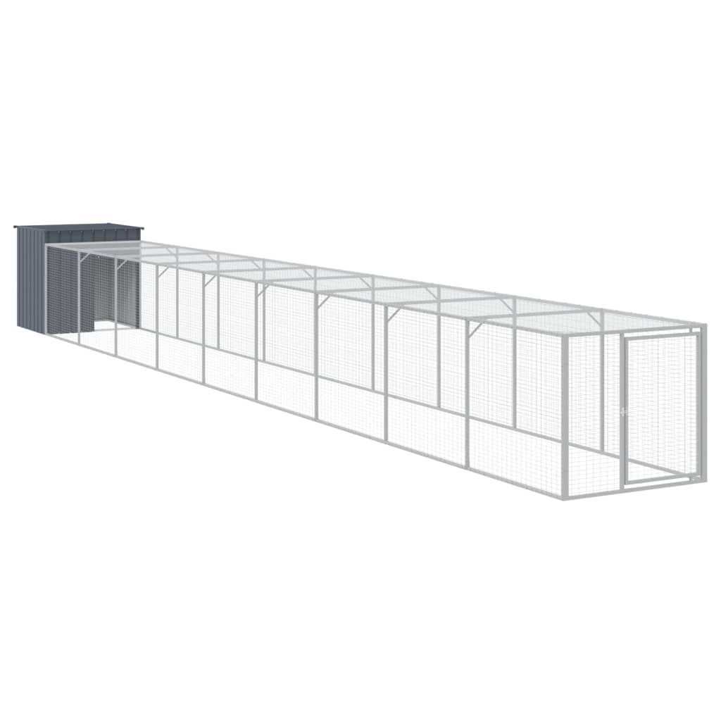 Comparer les prix de vidaXL Poulailler avec cour anthracite 110x1017x110 cm acier galvanisé