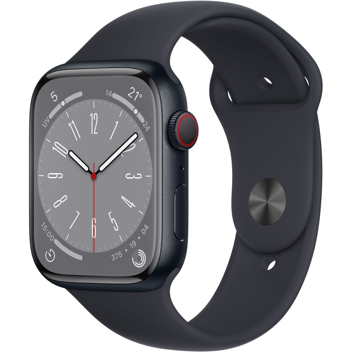 Apple Watch Series 8 (GPS + Cellular) - Boîtier 45 mm Aluminium Minuit avec Bracelet Sport Minuit