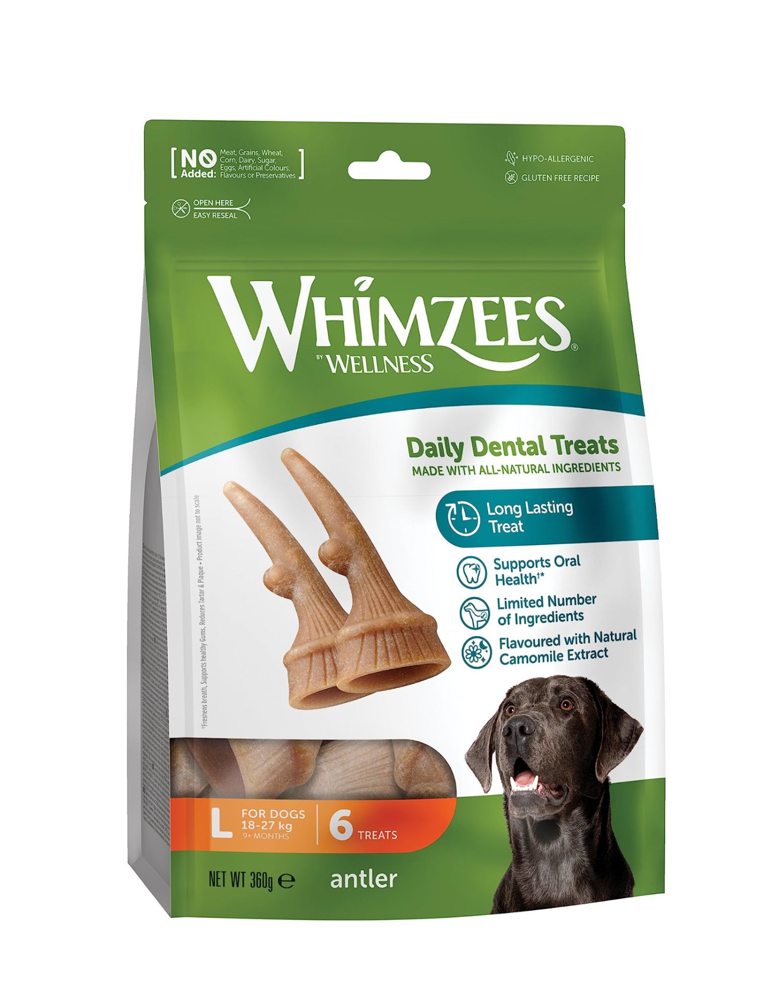 Whimzees Antler Friandise Dentaire Occupante En Forme De Bois De Cerf Avec Effets Calmants Pour Grands Chiens 18-27kg Enti Rement Naturelle Sans Céréales 6 Pi Ces