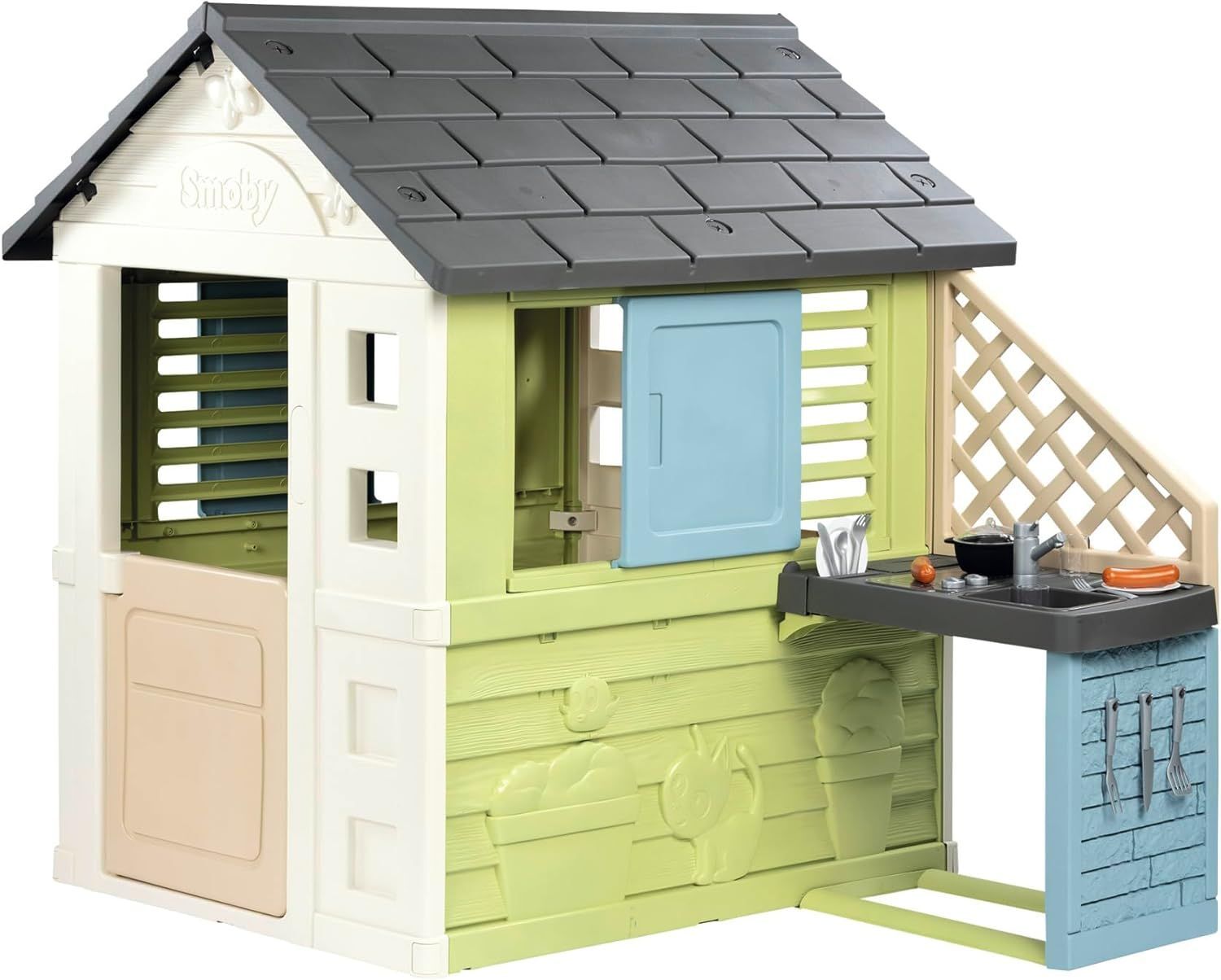 Smoby Life Maison Pretty + Cuisine d'été Plaque Grill et évier 17 accessoires Matière Recyclée Dès - vue 2