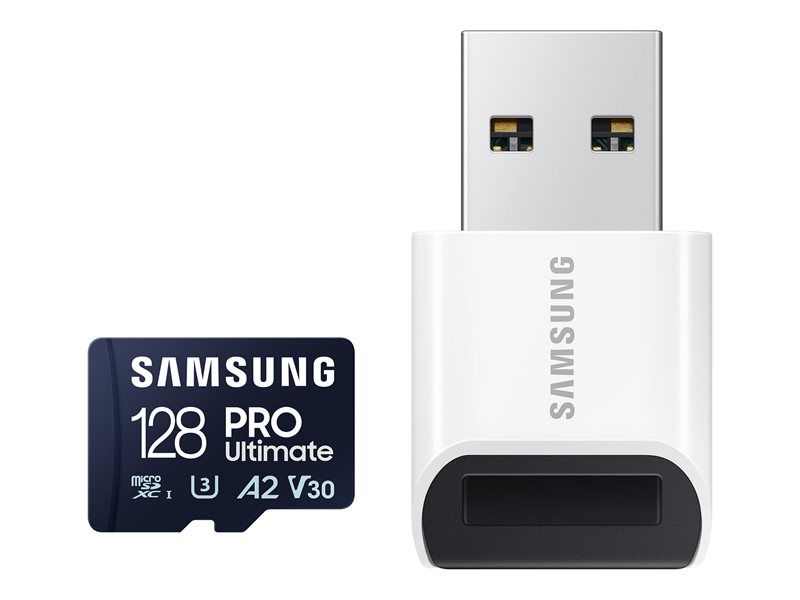 Samsung PRO Ultimate MB-MY128SB - Carte mémoire flash - 128 Go - A2 / Video Class V30 / UHS-I U3 - microSDXC UHS-I - bleu