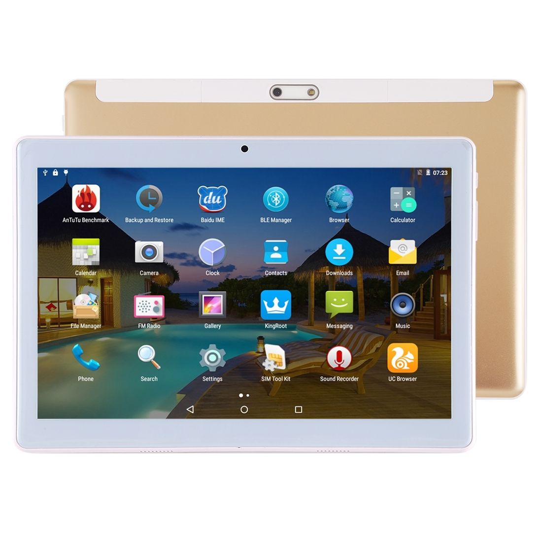 Tablette Tactile Bluetooth 4G Android 7.0 Wifi Octa Core 1,3 Ghz Dual Sim Doré + SD 8Go YONIS