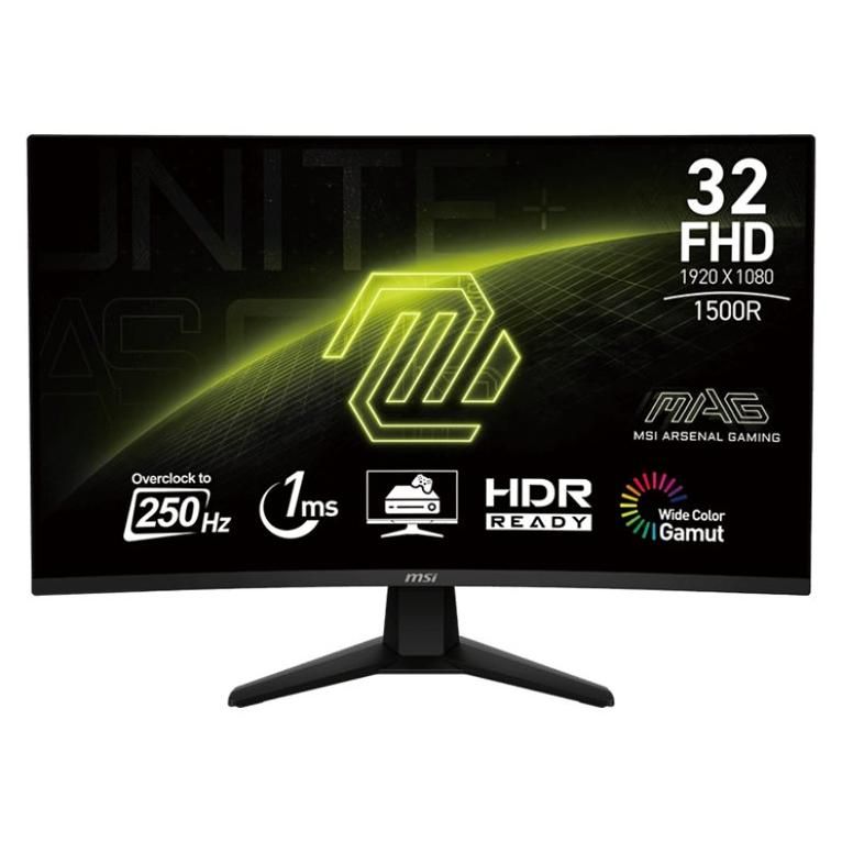 MSI MAG 32C6X - Écran LED - jeux - incurvé - 32 (31.5 visualisable) - 1920 x 1080 Full HD (1080p) @ 250 Hz - VA - 250 cd/m² - 3000:1 - 1 ms - 2xHDMI, DisplayPort - noir
