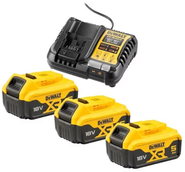 Pack 3 batteries 18V XR 5Ah + chargeur DEWALT DCB1104P3 QW