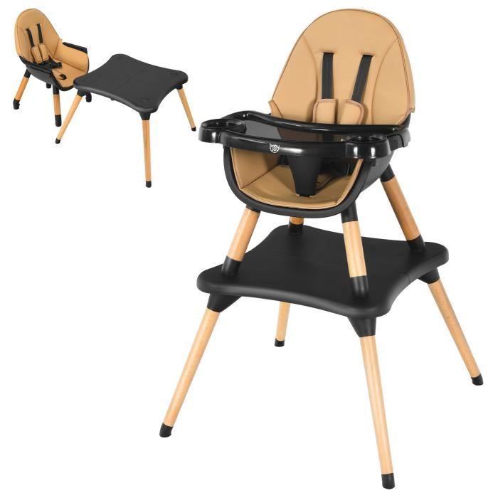  - Costway Chaise Haute Bébé Convertible 4 En 1 Coussin Amovible Repose-Pieds Plateau Réglable En 4 Etapes 6 Mois-3ans Charge 15kg Kaki