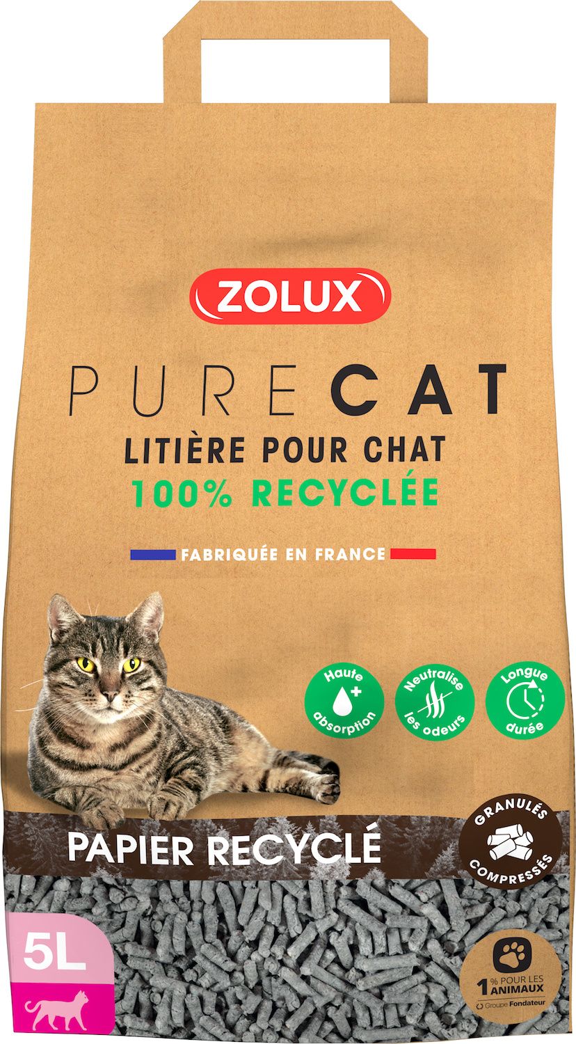 Litière Éco Conçue En Papier Recyclé Purecat 5 Litres