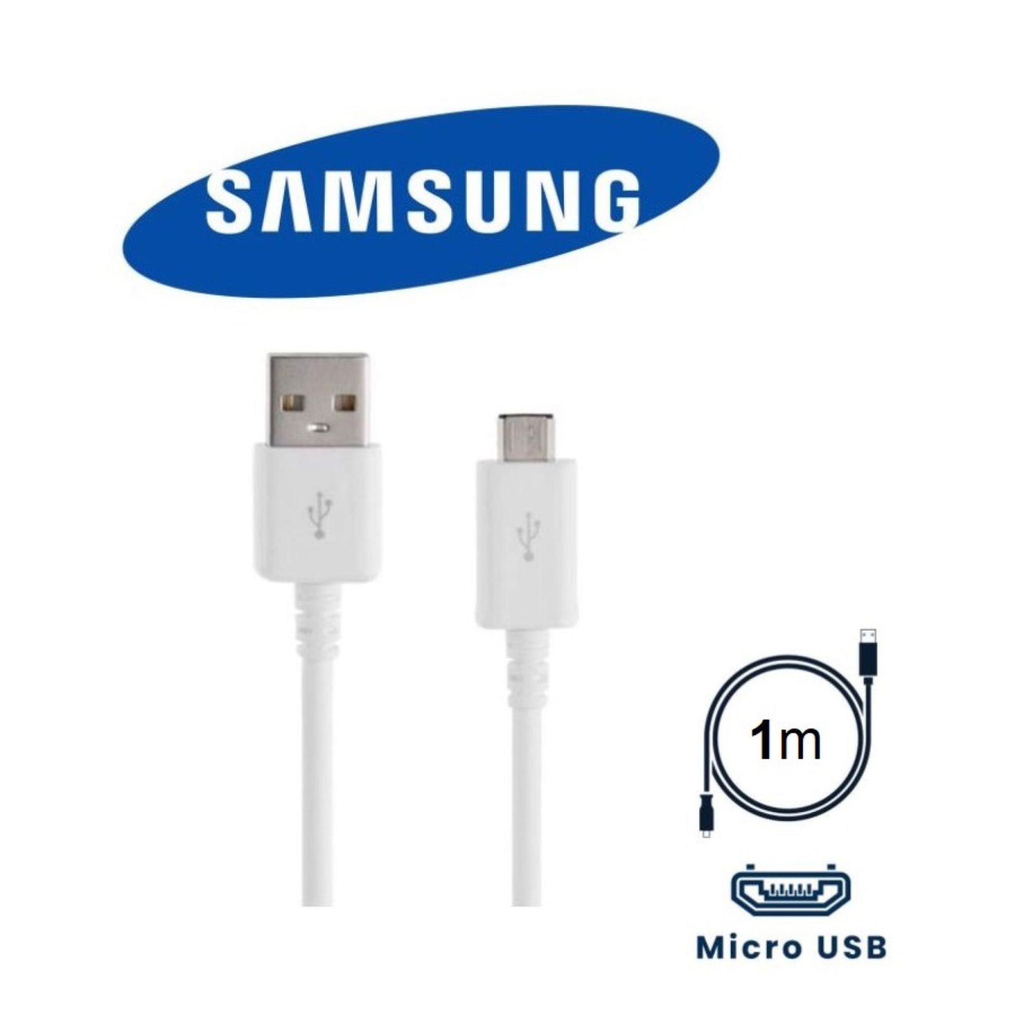 Original Cable Cordon Fil Chargeur microUSB Origine Pour Samsung Galaxy A10 - A7 2018 - J1 J2 J4 J6 A6 - A3 A5 A7 A8 2015 2016 - S1 S2 S3 S4 S5 S6 S7 Edge+ Xpress Ace Trend Lite Grand Core 4G