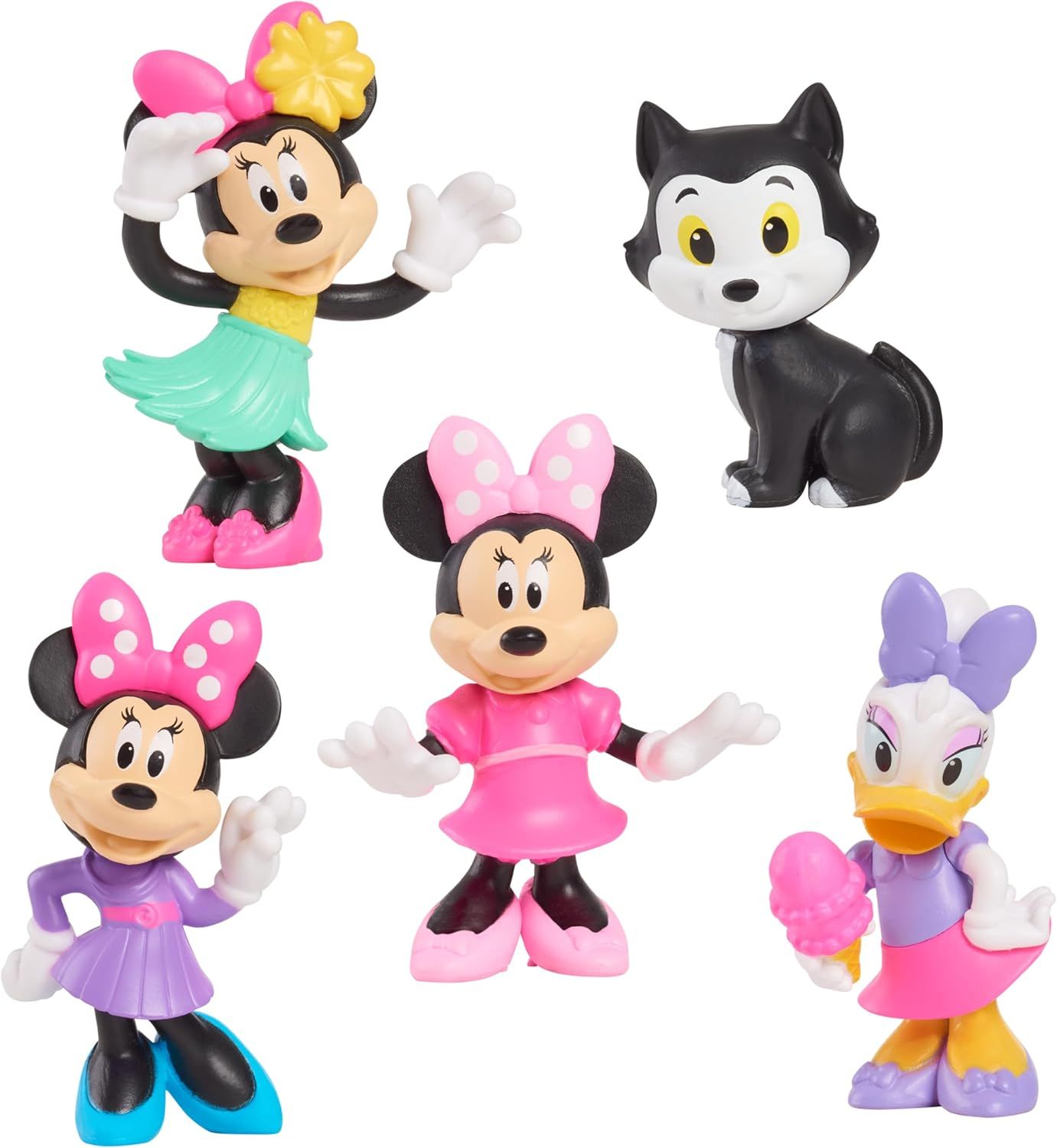 5 Minifigurines Disney junior Minnie Daisy et Figaro Figurines à Collectionner de 4 3 à 6 9 cm de Haut
