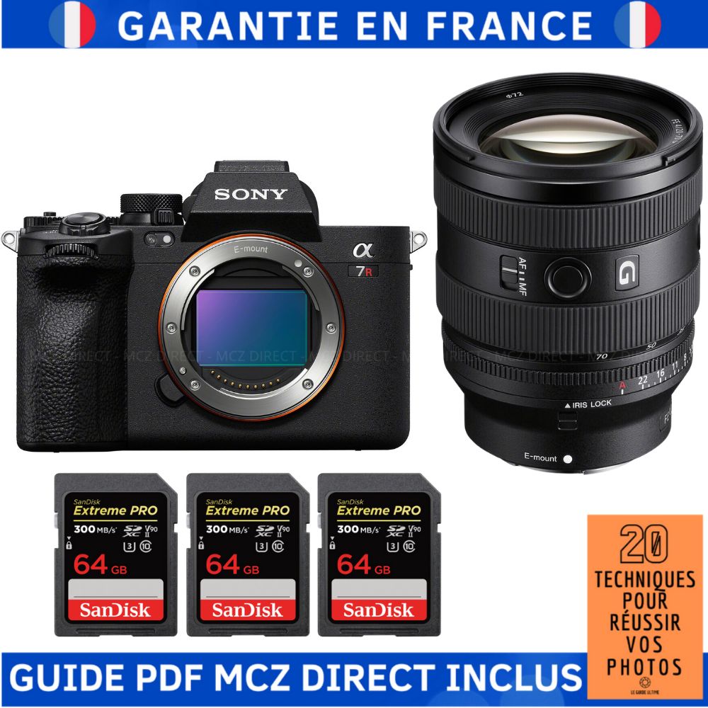 Sony A7R V + FE 20 70mm f4 G + 3 SanDisk Extreme PRO UHS II SDXC 300 MB/ + Guide PDF MCZ DIRECT '20 TECHNIQUES POUR RÉUSSIR VOS PHOTOS