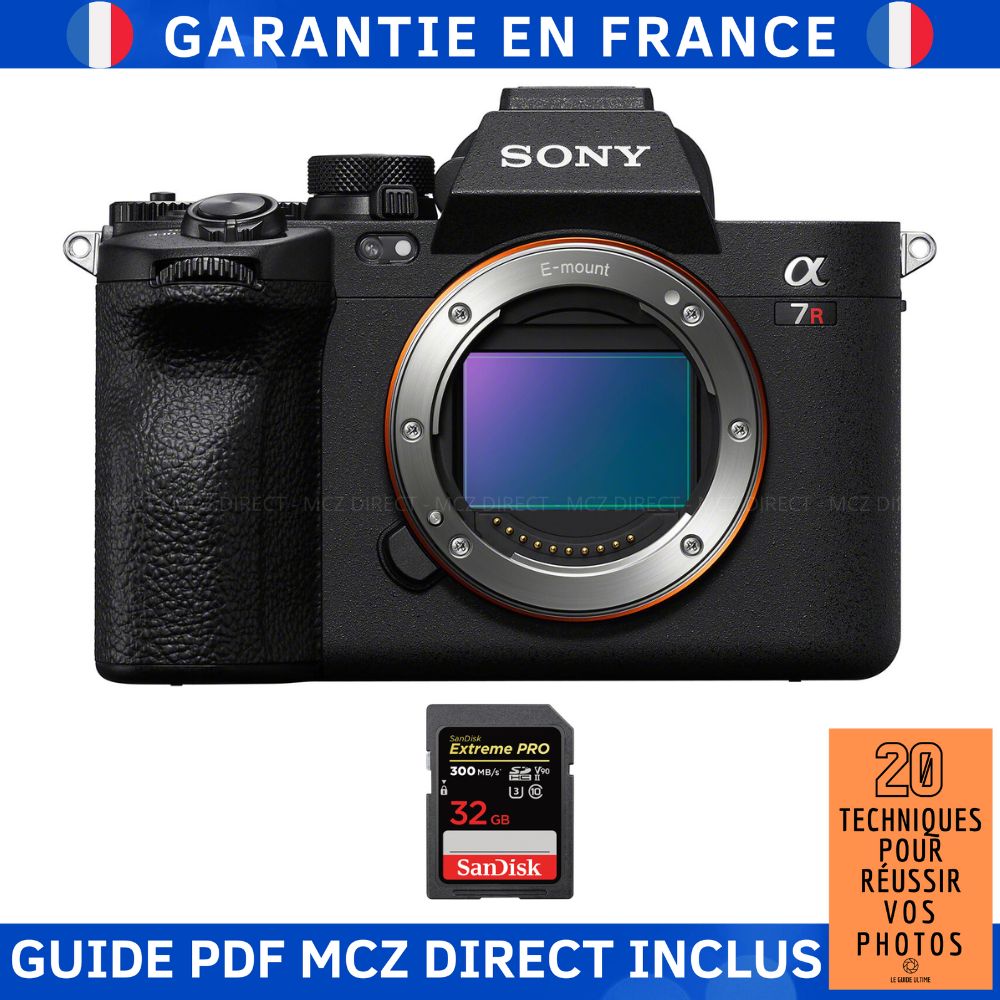 Sony A7R V + 1 SanDisk Extreme PRO UHS II SDXC 300 MB/ + Guide PDF MCZ DIRECT '20 TECHNIQUES POUR RÉUSSIR VOS PHOTOS
