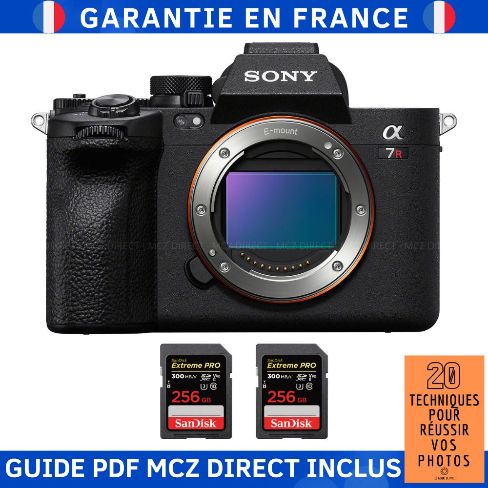 Sony A7R V + 2 SanDisk Extreme PRO UHS II SDXC 300 MB/ + Guide PDF MCZ DIRECT '20 TECHNIQUES POUR RÉUSSIR VOS PHOTOS