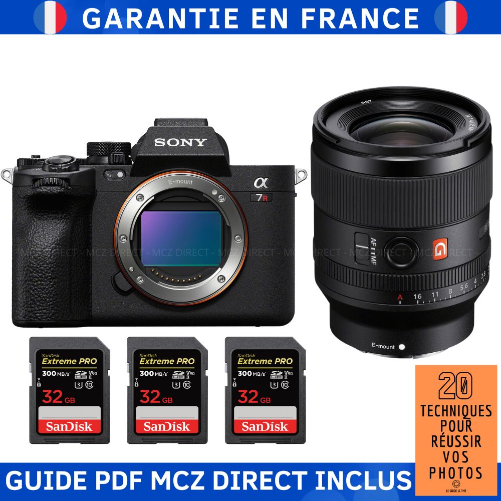 Sony A7R V + FE 35mm f1.4 GM + 3 SanDisk Extreme PRO UHS II SDXC 300 MB/ + Guide PDF MCZ DIRECT '20 TECHNIQUES POUR RÉUSSIR VOS PHOTOS