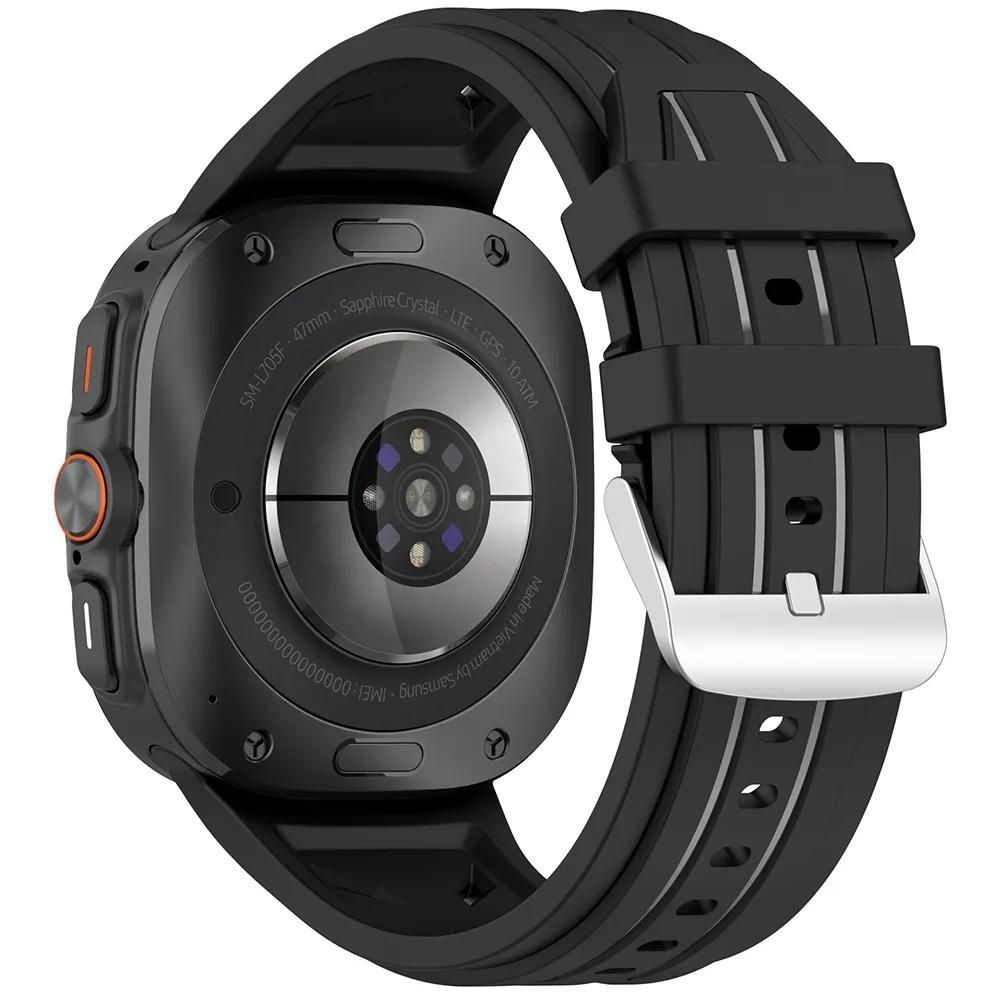 Bracelet Pour Samsung Galaxy Watch Ultra 47mm Boucle Classique Longueur Ajustable Silicone Souple E.F.Connection