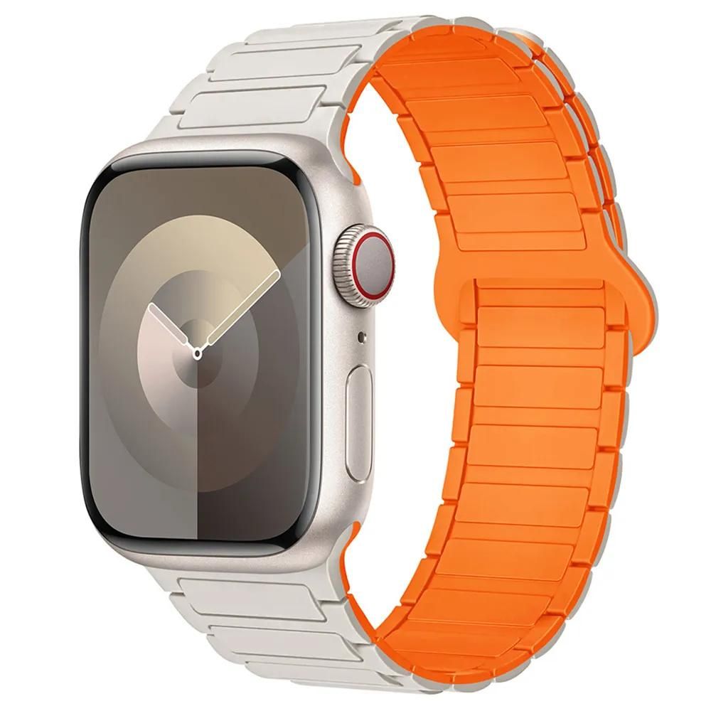 Bracelet Pour Apple Watch Series Ultra 12 10 9 8 Se 7 6 5 4 3 2 1 42mm 44mm 45mm 46mm 49mm Silicone Magnétique E.F.Connection