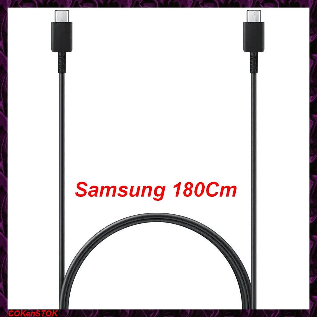 180Cm Câble USB-C vers USB-C 60W 100W Original Samsung pour Galaxy S20 S21 S22 S23 NOIR