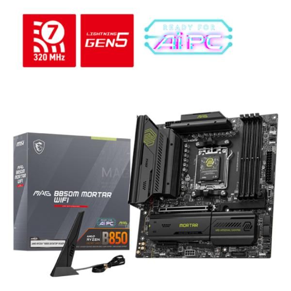 MSI MAG B850M MORTAR WIFI carte mère AMD B850 Emplacement AM5 micro ATX Neuf - vue 7
