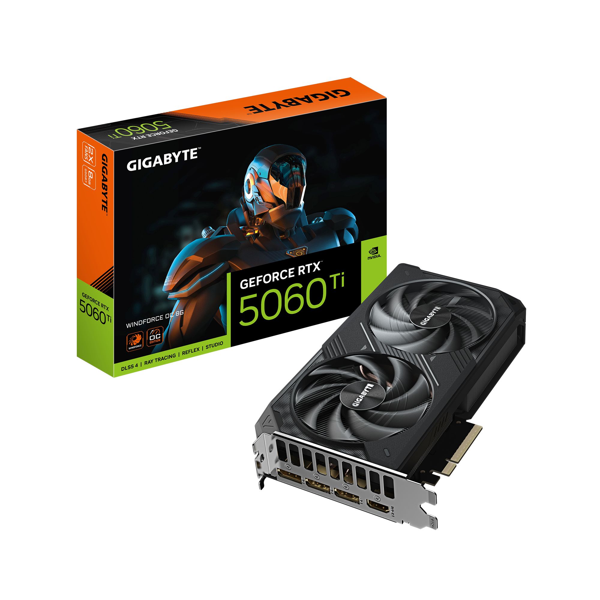 GIGABYTE GeForce RTX 5060 Ti WINDFORCE OC 8G Carte Graphique – 8 Go GDDR7, 128 bits, PCI-E 5.0, 2587 MHz Fréquence du processeur, 3 x DisplayPort, 1 x HDMI, GV-N506TWF2OC-8GD