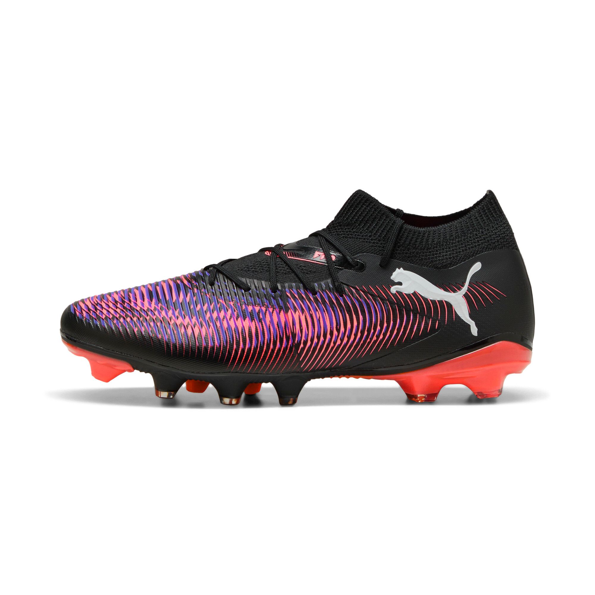 Puma Future 8 Match Fg/Ag Football Boots Unisex, Chaussures, Noir/Blanc/Glowing Rouge, 42.5