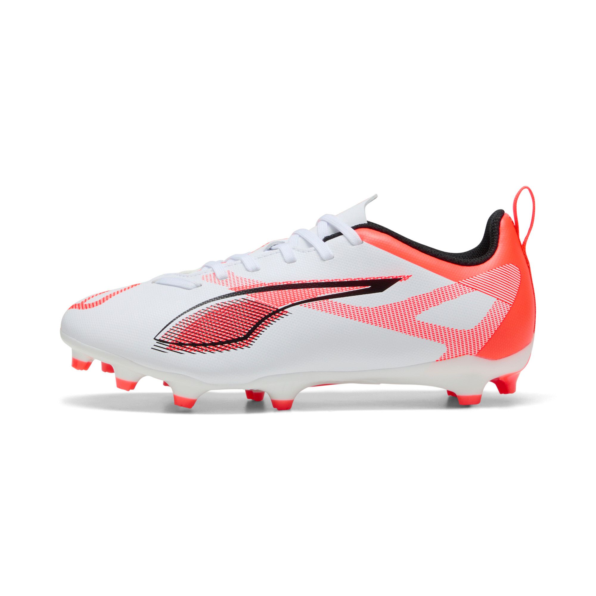 Puma Ultra 5 Play Fg/Ag Football Boots Youth, Chaussures, Blanc/Noir/Glowing Rouge, 34