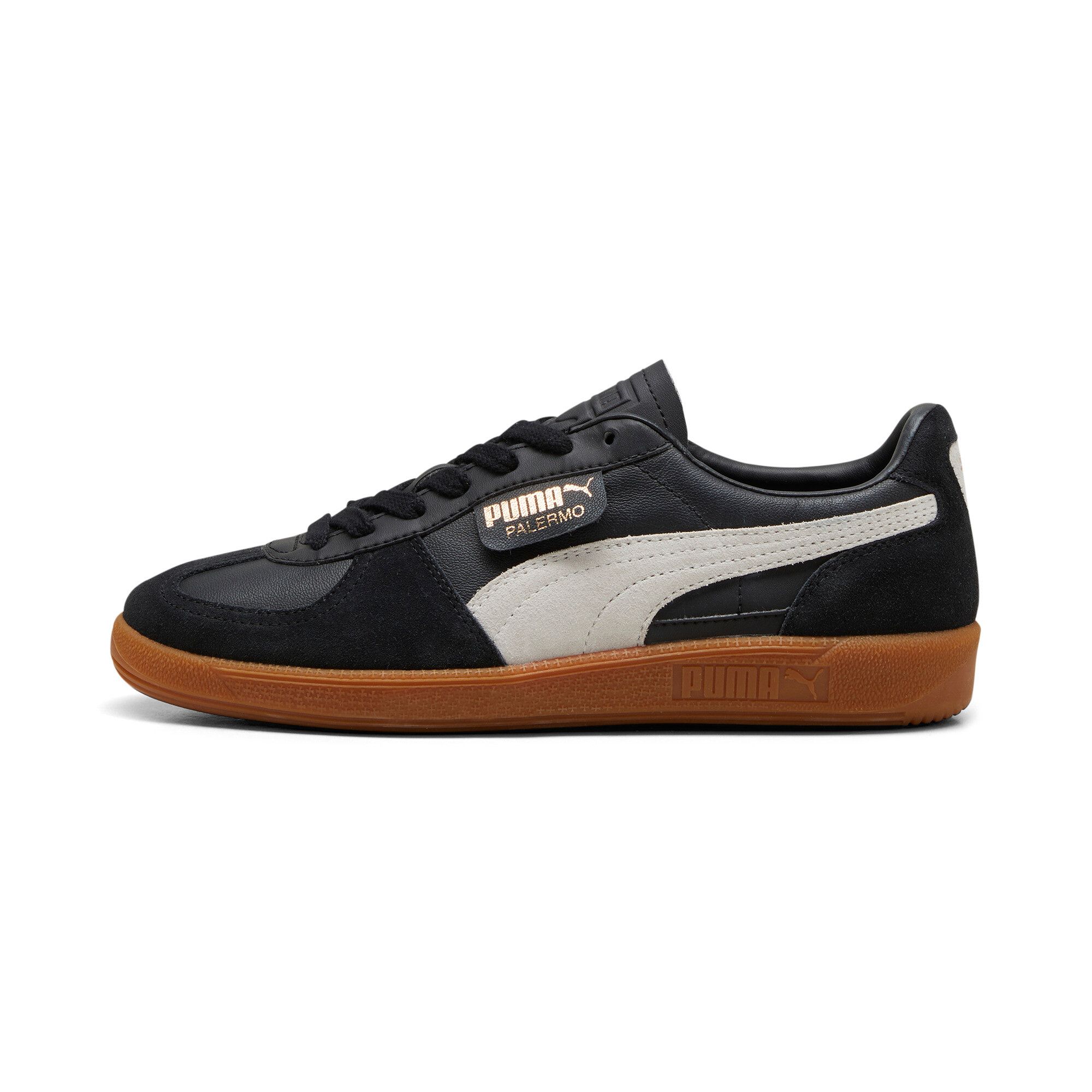 Puma Sneakers En Cuir Palermo, Chaussures, Noir/Feather Gris/Gum, 38