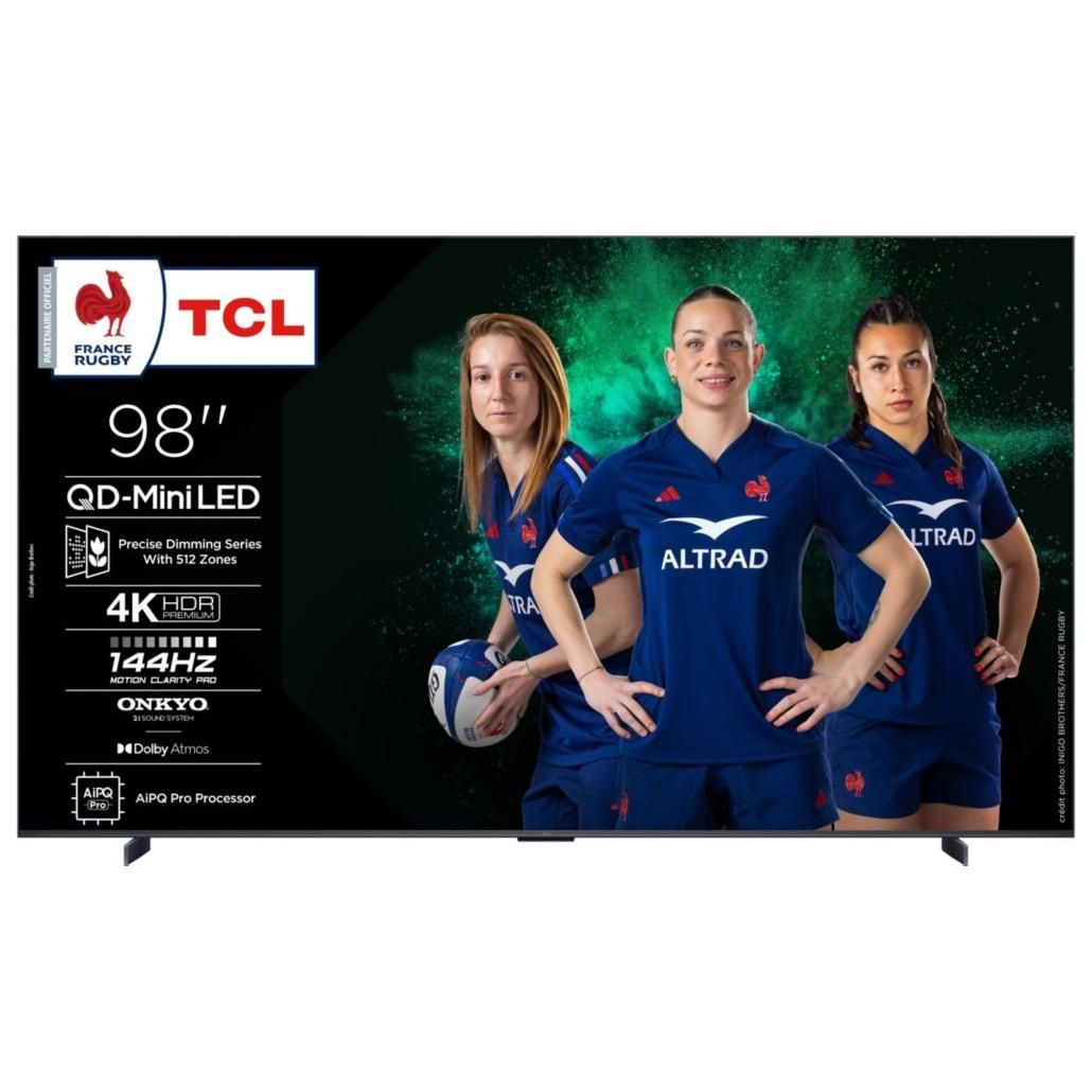 TV QD Mini LED Tcl 98C69K 249 cm 4K UHD 2025 Aluminium brossé