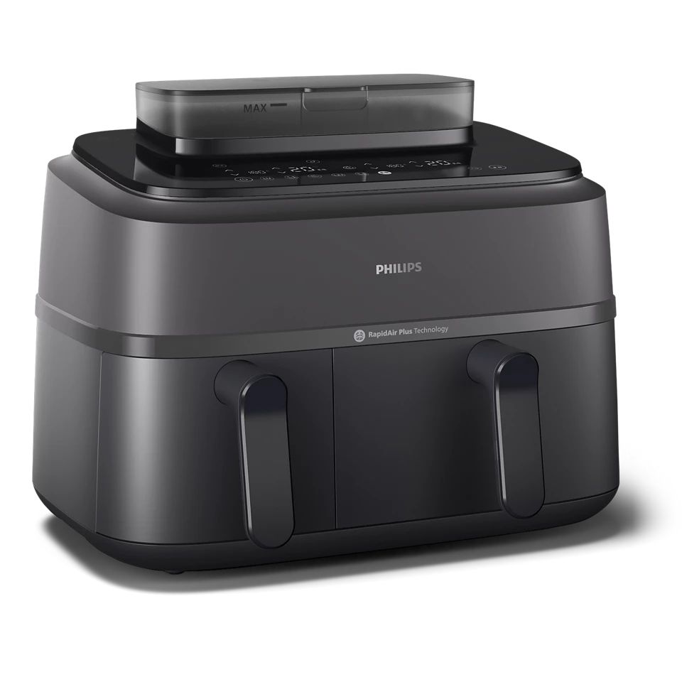 Philips Air Fryer Série 5000 Double Panier avec cuisson vapeur RapidAir Plus 19 modes de cuisson 90% de matières grasses en moins AirSteam nettoyage à la vapeur accessoires NA55000 - vue 10