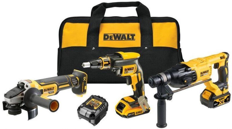 Kit 3 outils 18 Volts : DCF620 DCH133 DCG405 DEWALT avec 2 batteries 2 0 et 4 0 Ah 18V chargeur sac DCK308DM