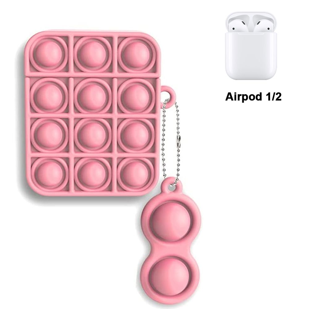 Relive Stress Pop Mignon AirPods Étui pour AirPods 1/2 et Pro, Pop Bubble Silicone Antichoc Mini Housse avec Porte-clés