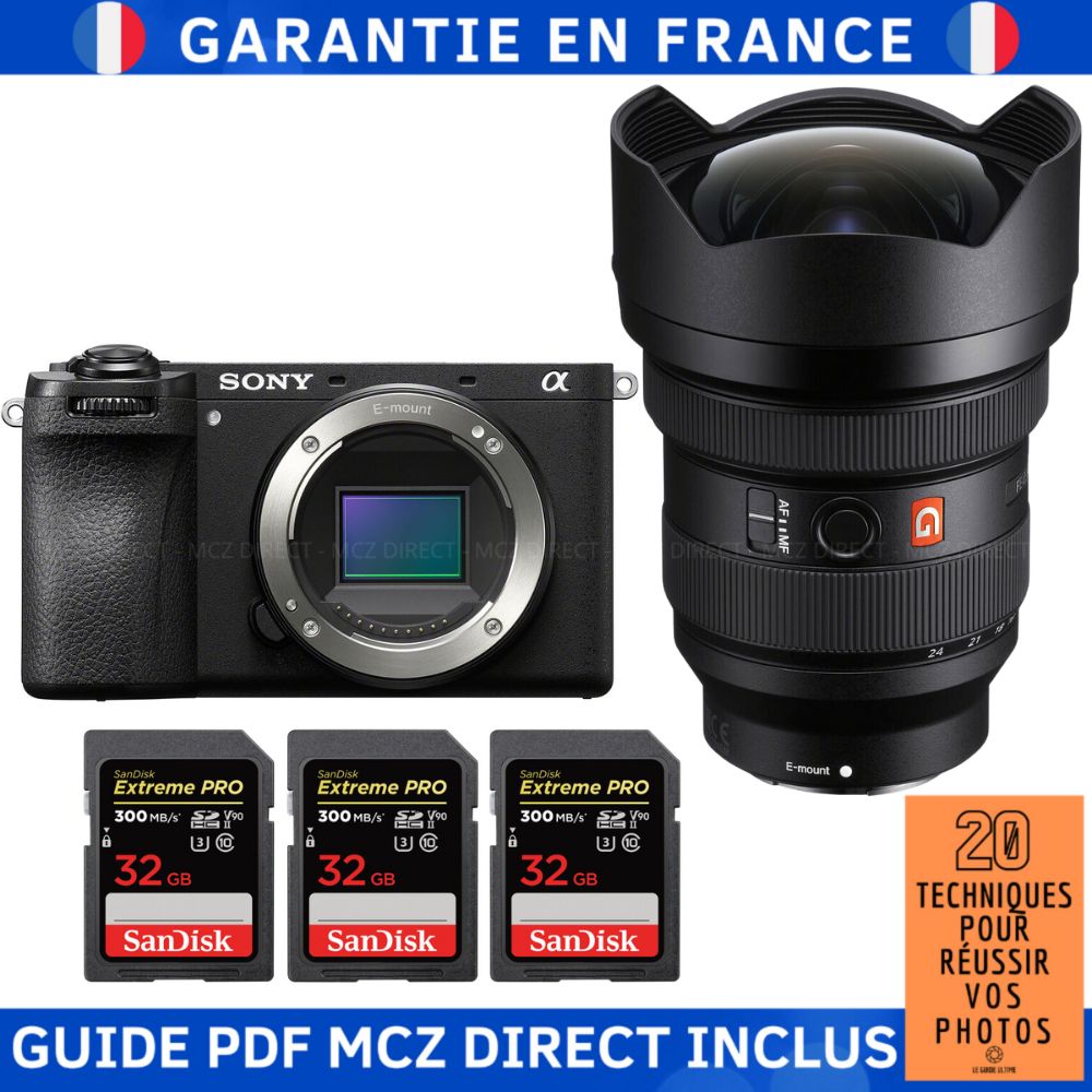 Sony Alpha 6700 A6700 + FE 12 24mm f2.8 GM + 3 SanDisk Extreme PRO UHS II SDXC 300 MB/ + Guide PDF MCZ DIRECT '20 TECHNIQUES POUR RÉUSSIR VOS PHOTOS