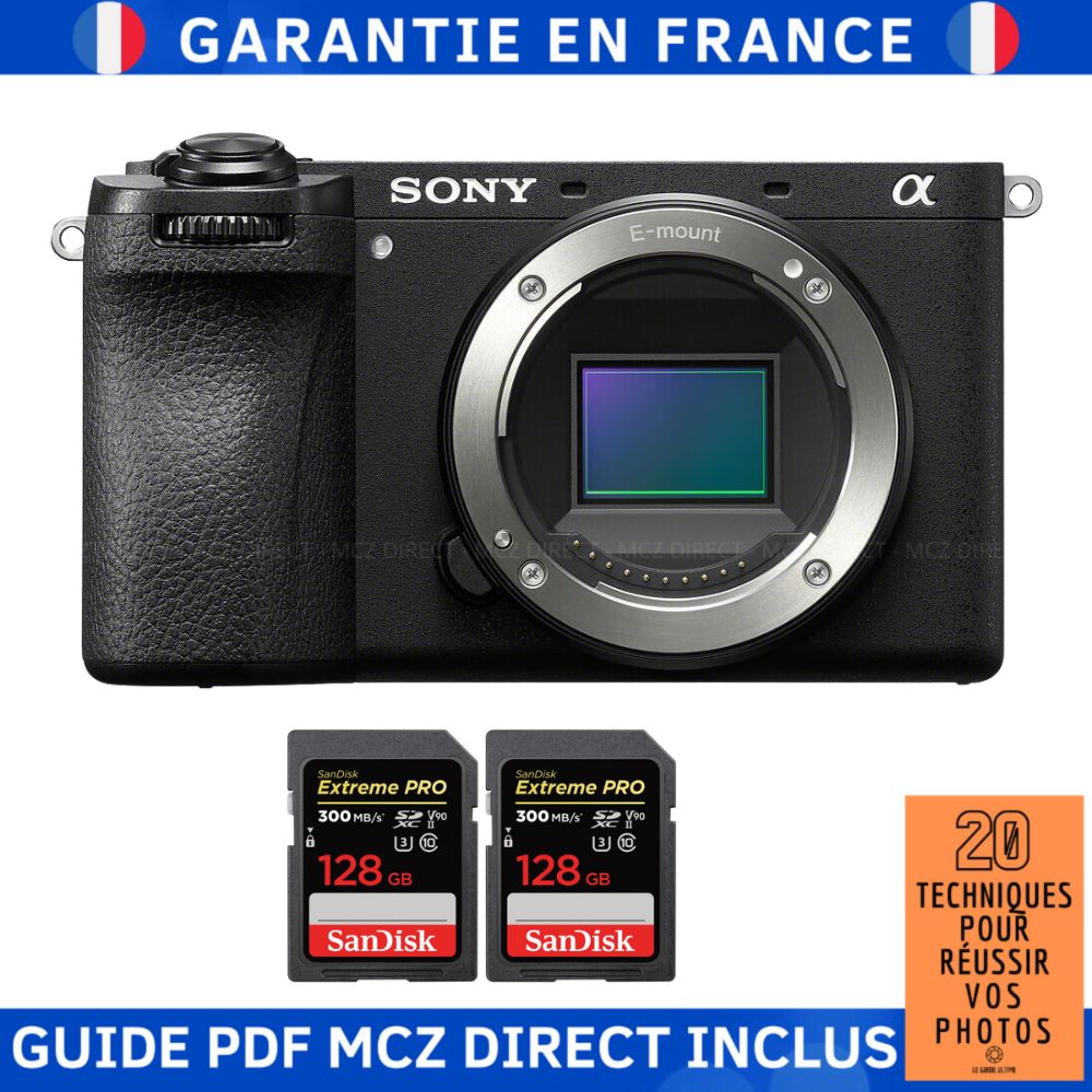 Sony Alpha 6700 A6700 + 2 SanDisk Extreme PRO UHS II SDXC 300 MB/ + Guide PDF MCZ DIRECT '20 TECHNIQUES POUR RÉUSSIR VOS PHOTOS