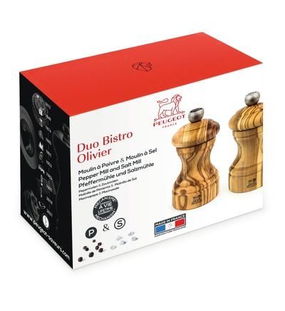 Bistro Duo de moulins à poivre et à sel manuels en bois d'olivier 10 cm 4' - vue 2
