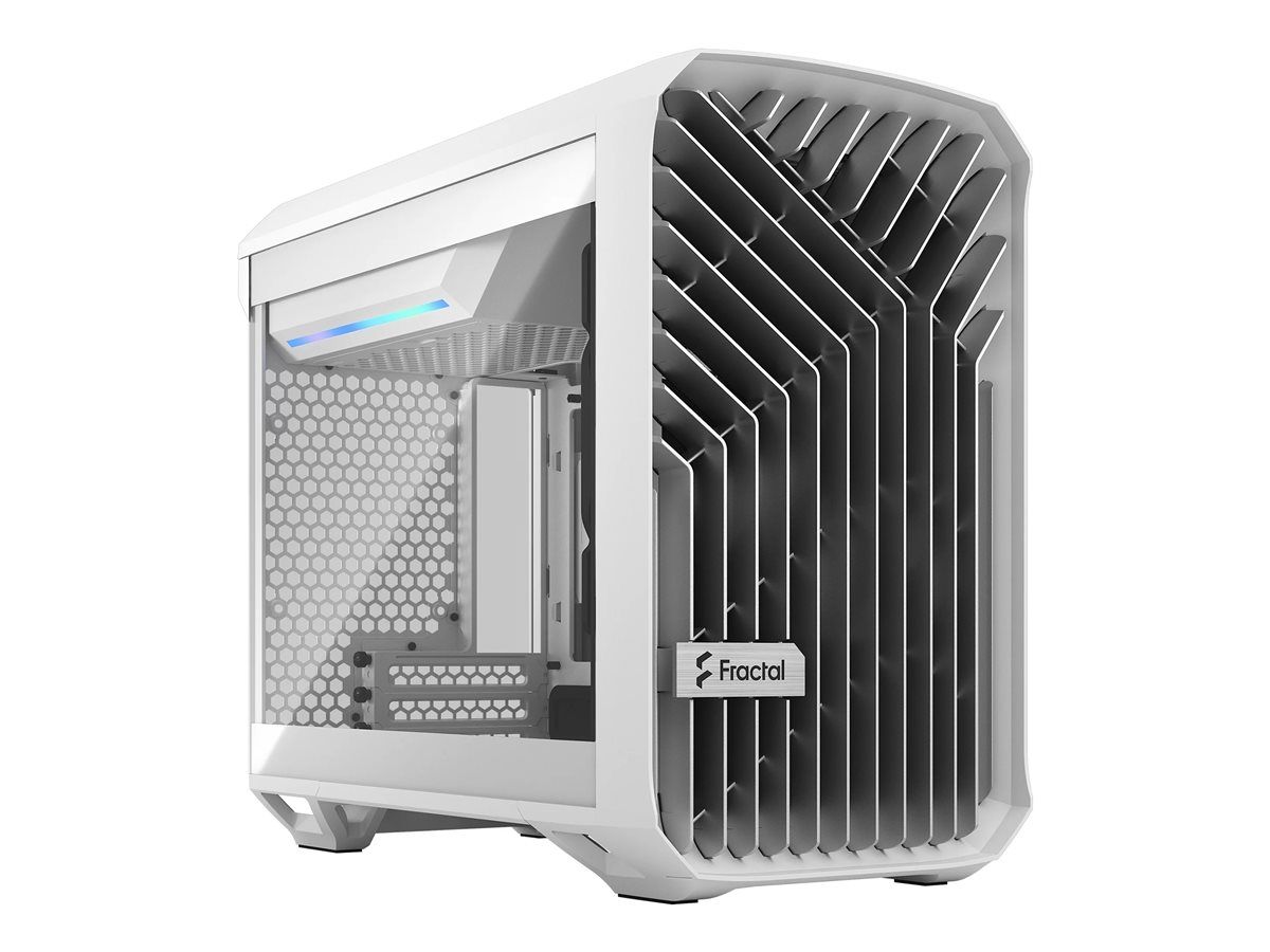 Fractal Design Torrent Nano - Tour - Mini-DTX - panneau latéral fenêtré (verre trempé) - pas d'alimentation (ATX) - blanc teinté - USB/Audio