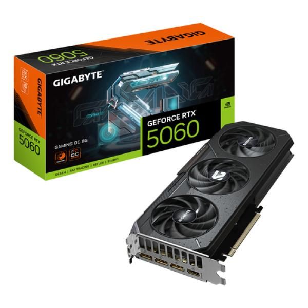 GIGABYTE GeForce RTX 5060 GAMING OC 8G Carte Graphique - 8GB GDDR7, 128bit, PCI-E 5.0, 2595 MHz Fréquence du coeur, 3 x DisplayPort, 1 x HDMI, GV-N5060GAMING OC-8GD