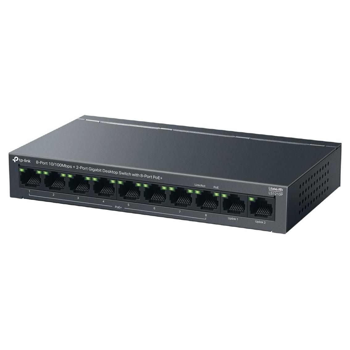 TP Link LiteWave LS1210P V1 Commutateur 8 x 10100 PoE+ + 2 x 101001000 de bureau fixation murale PoE+