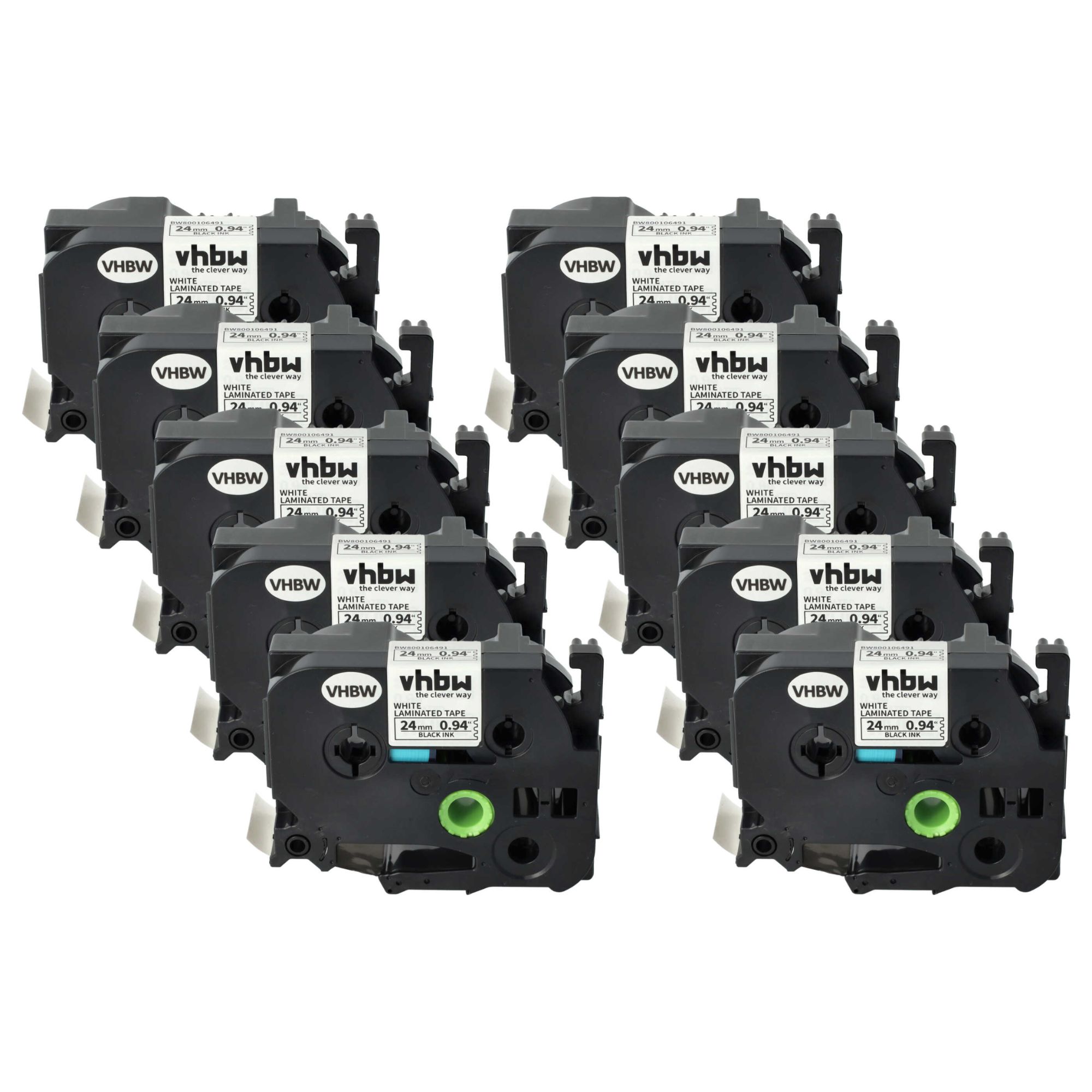 vhbw 10x Rubans compatible avec Brother P-Touch RL 700 S, PT-P900, PT-P900W, PT-P950NW, PT-P950W imprimante d'étiquettes 24mm Noir sur Blanc